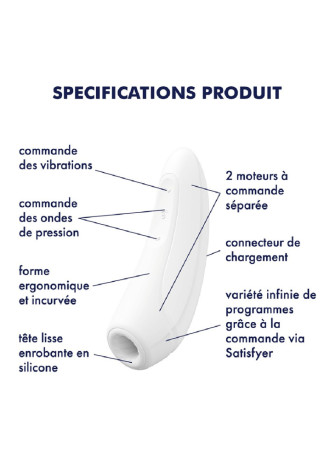 Stimulateur clitoridien connecté blanc Curvy 1+ Satisfyer - CC5972390020